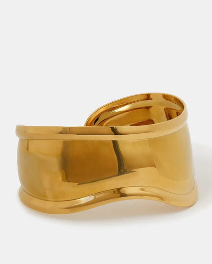 SCULPTED ARMOR CUFFS - BRACELET In Solid Stainless Steel With 18K Gold-Plate