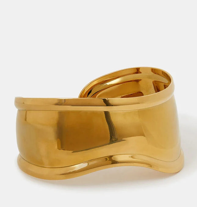 SCULPTED ARMOR CUFFS - BRACELET In Solid Stainless Steel With 18K Gold-Plate