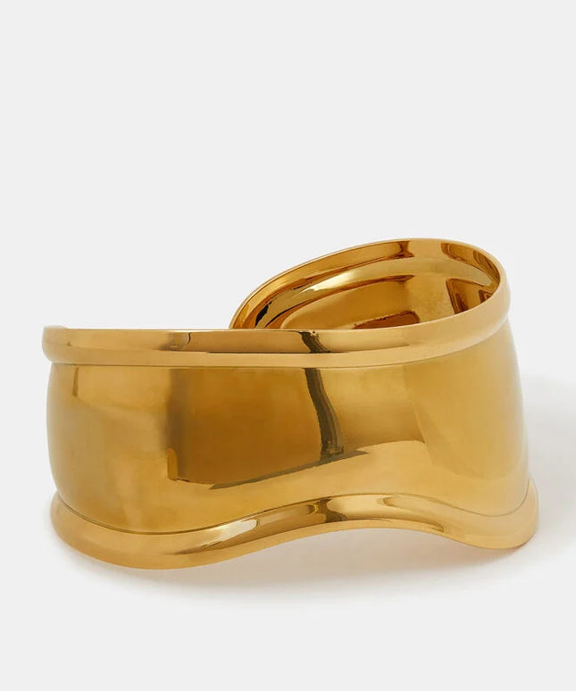 SCULPTED ARMOR CUFFS - BRACELET In Solid Stainless Steel With 18K Gold-Plate