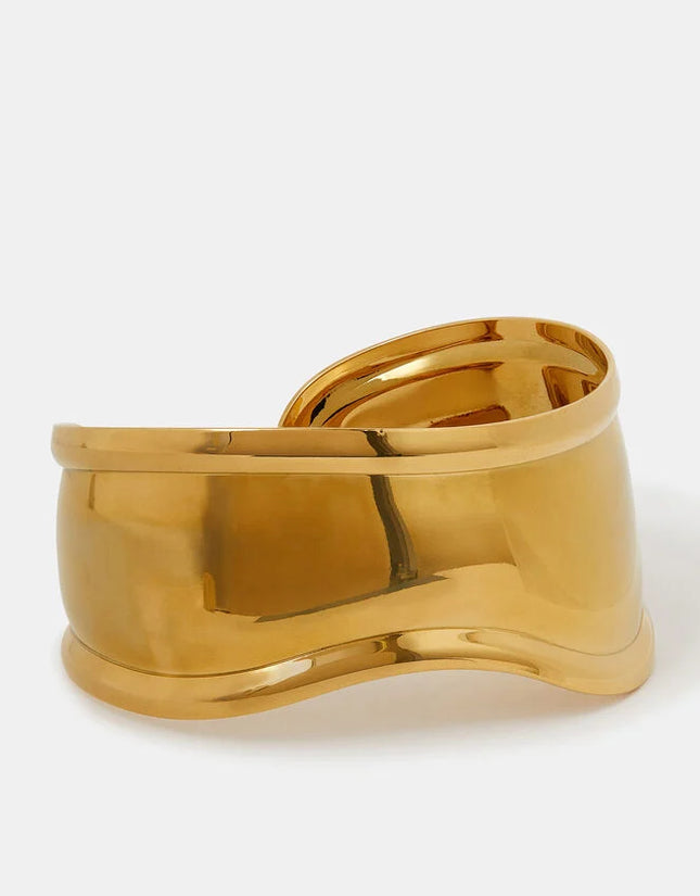 SCULPTED ARMOR CUFFS - BRACELET In Solid Stainless Steel With 18K Gold-Plate