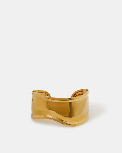 SCULPTED ARMOR CUFFS - BRACELET In Solid Stainless Steel With 18K Gold-Plate
