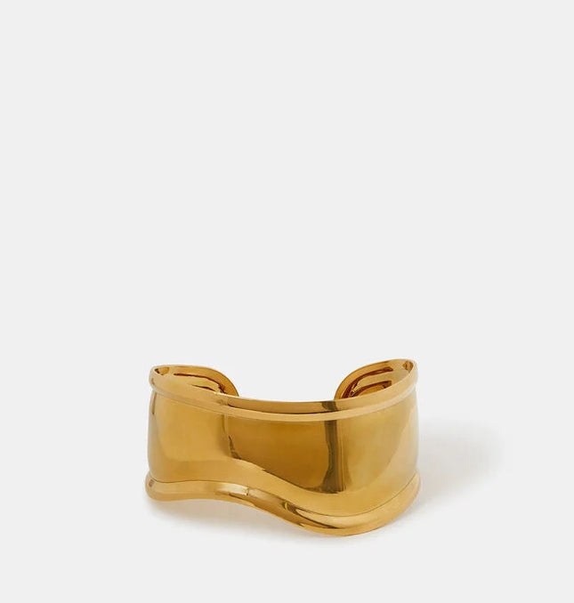 SCULPTED ARMOR CUFFS - BRACELET In Solid Stainless Steel With 18K Gold-Plate