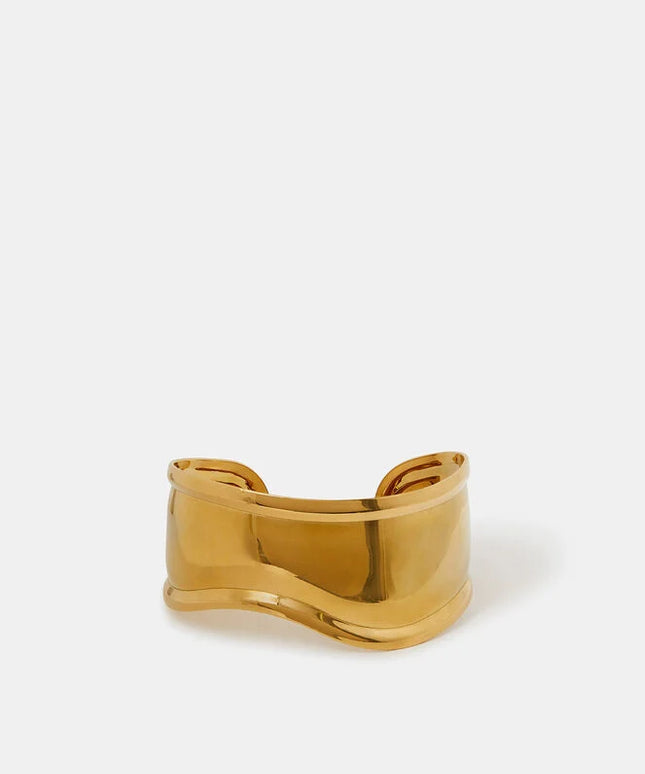 SCULPTED ARMOR CUFFS - BRACELET In Solid Stainless Steel With 18K Gold-Plate