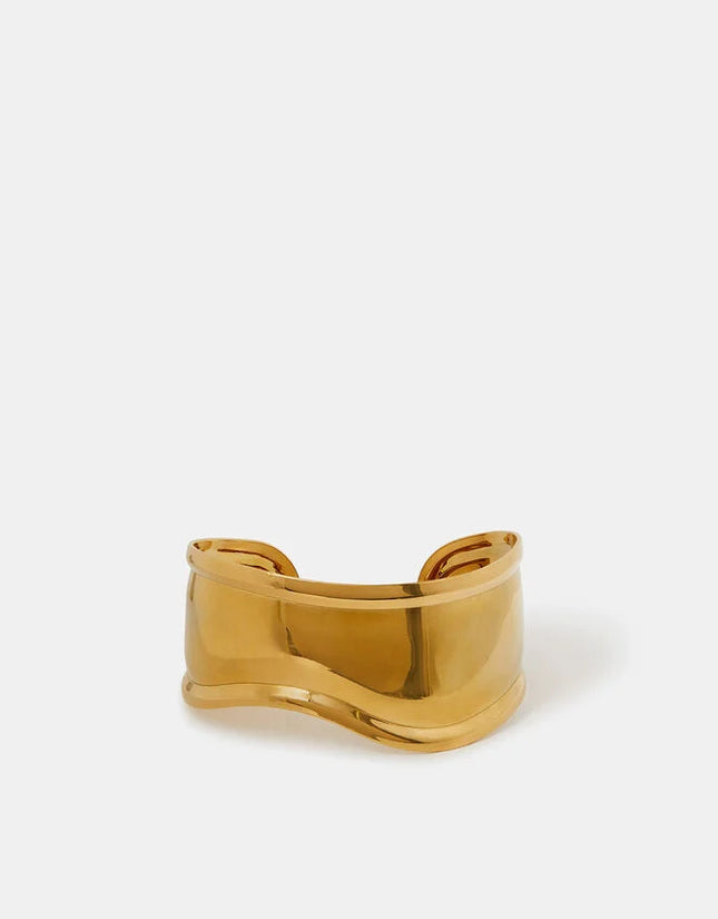 SCULPTED ARMOR CUFFS - BRACELET In Solid Stainless Steel With 18K Gold-Plate