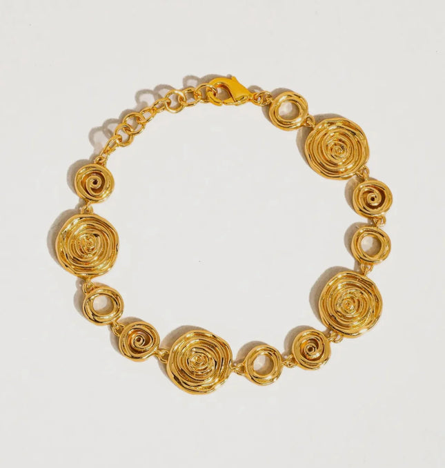 Luxe Canvas - Versace-style Inspired Coin Medallion Necklace and Bracelet Set In Solid Stainless Steel With 18K Gold-Plate