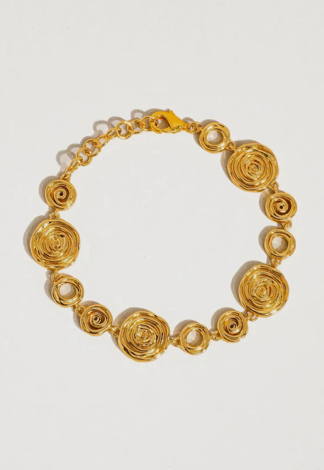 Luxe Canvas - Versace-style Inspired Coin Medallion Bracelet In Solid Stainless Steel With 18K Gold-Plate