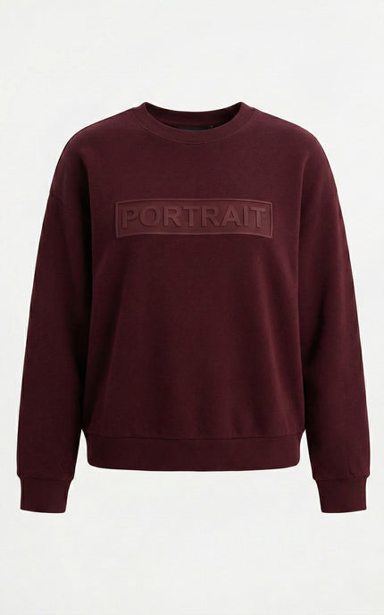 PORTRAIT Embossed Signature Sweatshirt – Burgundy