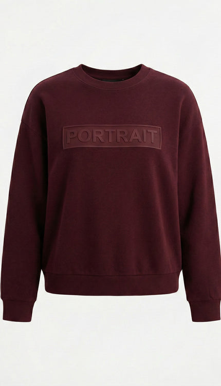 PORTRAIT Embossed Signature Sweatshirt – Burgundy