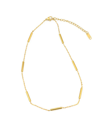 MINIMALIST GOLD BAR CHAIN - NECKLACE In Solid Non-Tarnish Stainless Steel With 18K Gold-Plate