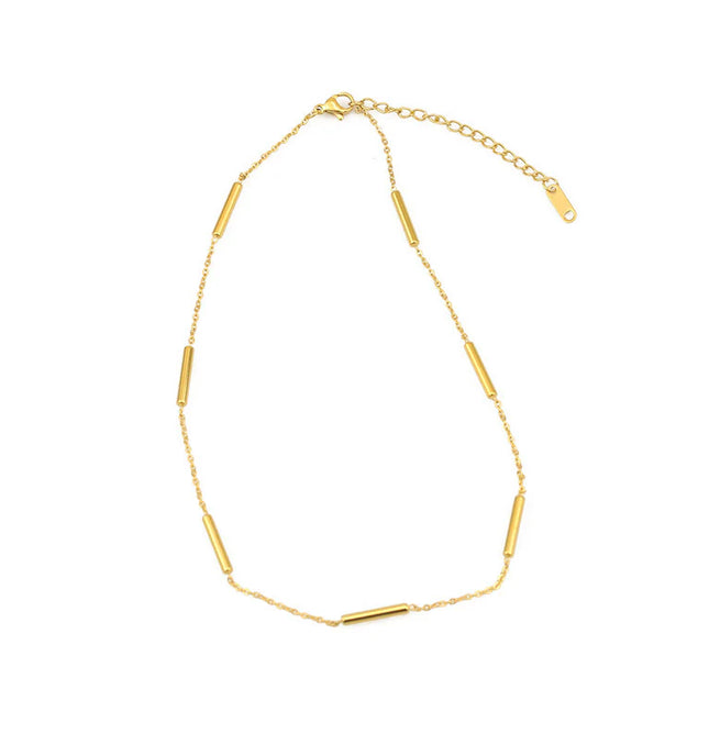 MINIMALIST GOLD BAR CHAIN - NECKLACE In Solid Non-Tarnish Stainless Steel With 18K Gold-Plate
