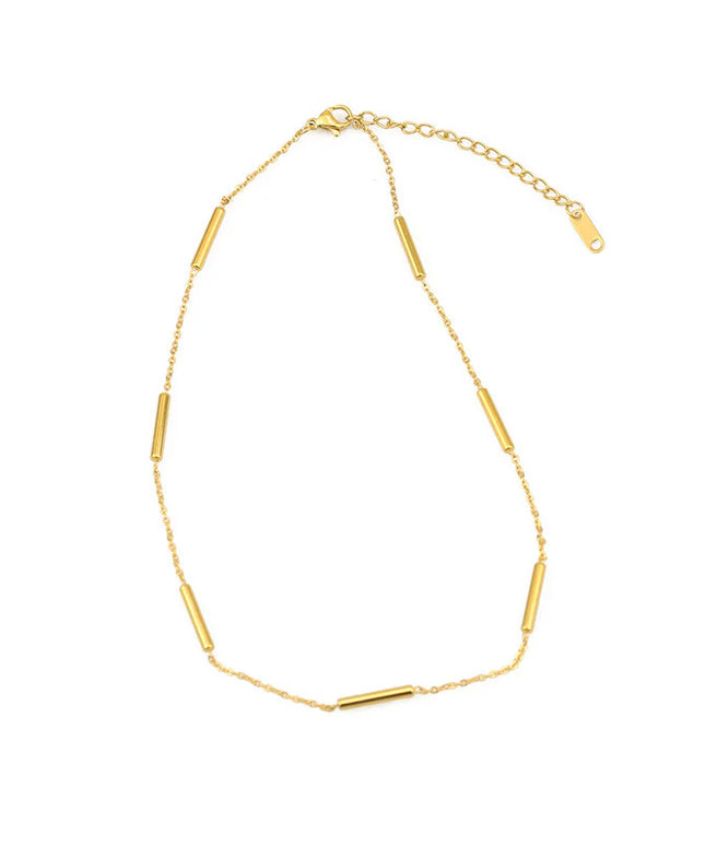 MINIMALIST GOLD BAR CHAIN - NECKLACE In Solid Non-Tarnish Stainless Steel With 18K Gold-Plate