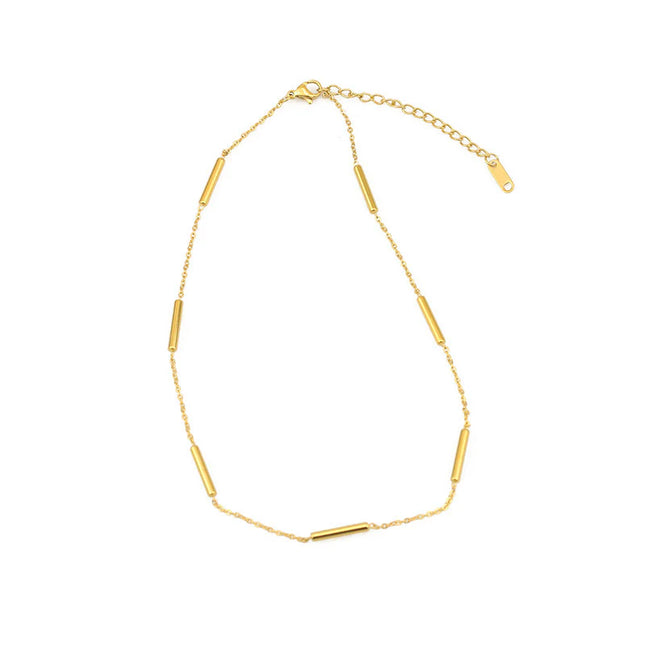 MINIMALIST GOLD BAR CHAIN - NECKLACE In Solid Non-Tarnish Stainless Steel With 18K Gold-Plate