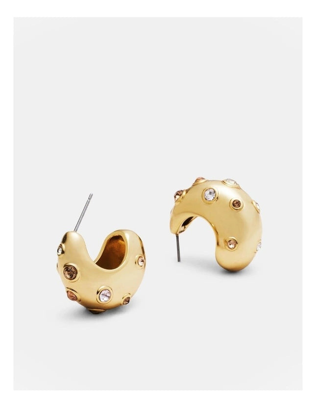 Rouge Orbit – Sculpted Gold & Garnet Gemstone Huggies in Solid Stainless Steel with 18K Gold Plate