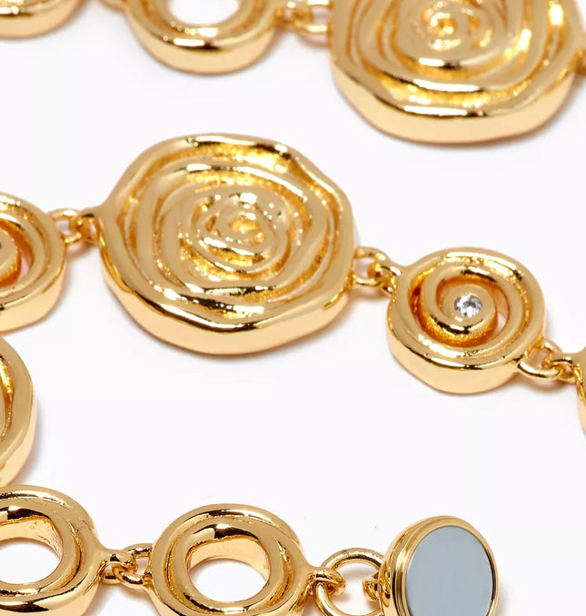 Luxe Canvas - Versace-style Inspired Coin Medallion Necklace and Bracelet Set In Solid Stainless Steel With 18K Gold-Plate