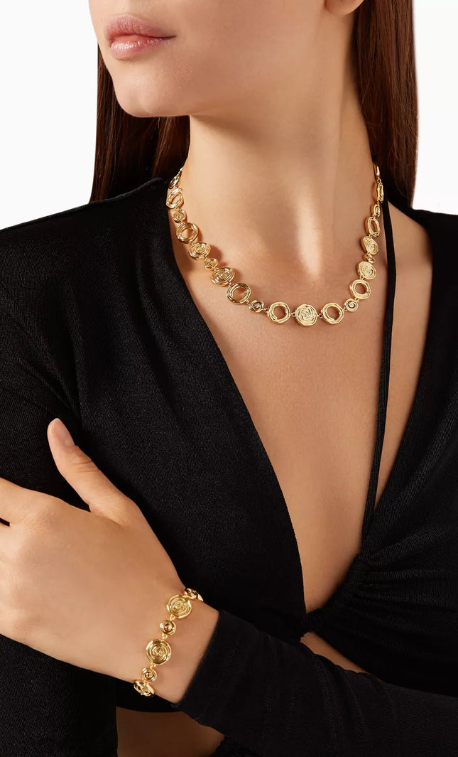 Luxe Canvas - Versace-style Inspired Coin Medallion Necklace In Solid Stainless Steel With 18K Gold-Plate