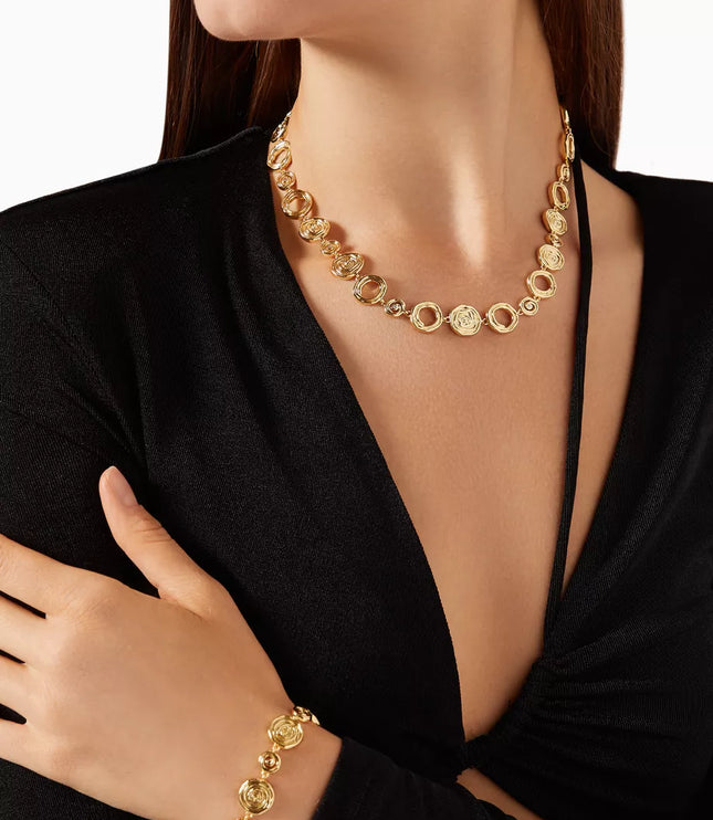 Luxe Canvas - Versace-style Inspired Coin Medallion Necklace In Solid Stainless Steel With 18K Gold-Plate