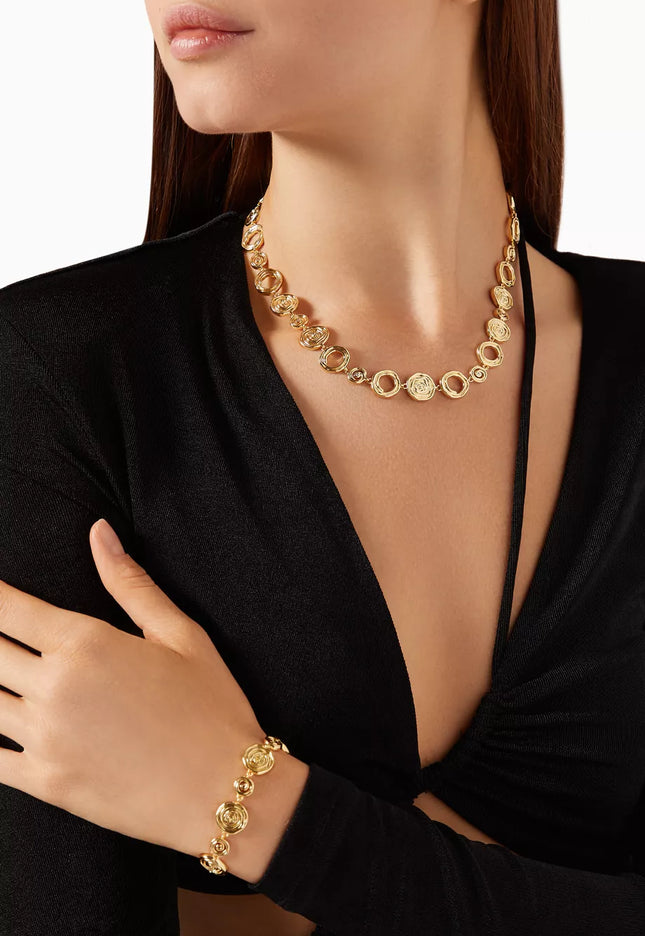 Luxe Canvas - Versace-style Inspired Coin Medallion Necklace In Solid Stainless Steel With 18K Gold-Plate