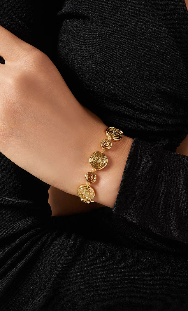 Luxe Canvas - Versace-style Inspired Coin Medallion Bracelet In Solid Stainless Steel With 18K Gold-Plate