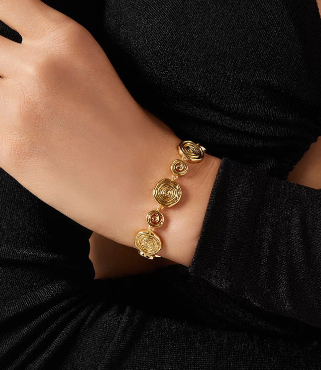 Luxe Canvas - Versace-style Inspired Coin Medallion Bracelet In Solid Stainless Steel With 18K Gold-Plate