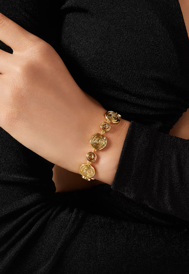 Luxe Canvas - Versace-style Inspired Coin Medallion Bracelet In Solid Stainless Steel With 18K Gold-Plate