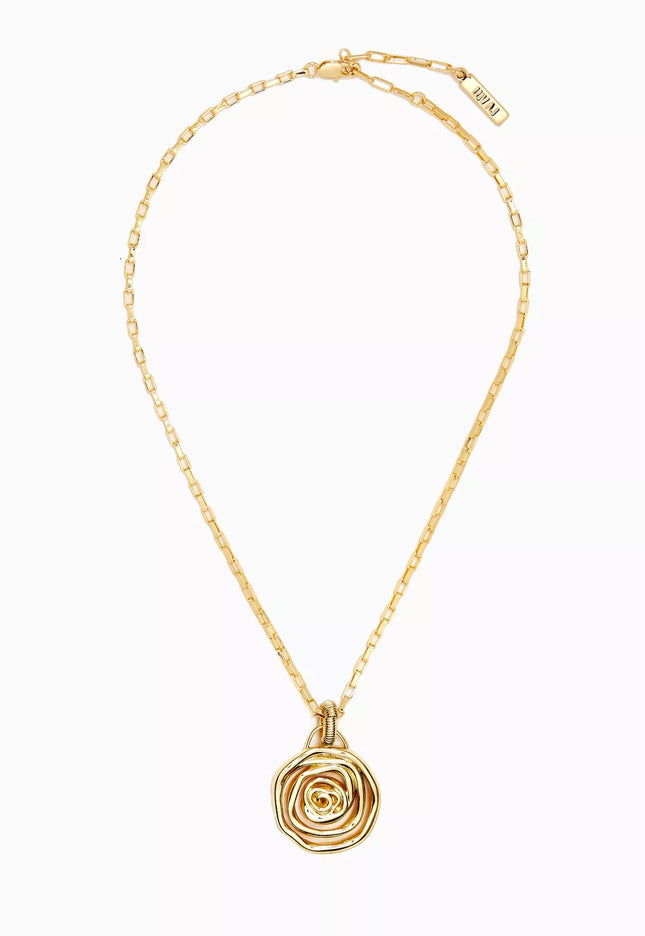 SPIRAL EMBRACE PENDANT NECKLACE In Solid Non-Tarnish Stainless Steel With 18K Gold-Plate
