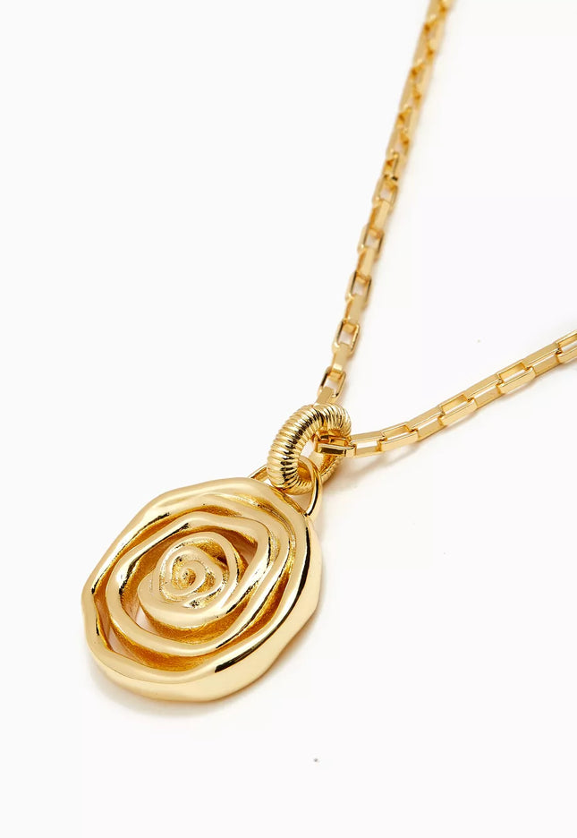 SPIRAL EMBRACE PENDANT NECKLACE In Solid Non-Tarnish Stainless Steel With 18K Gold-Plate