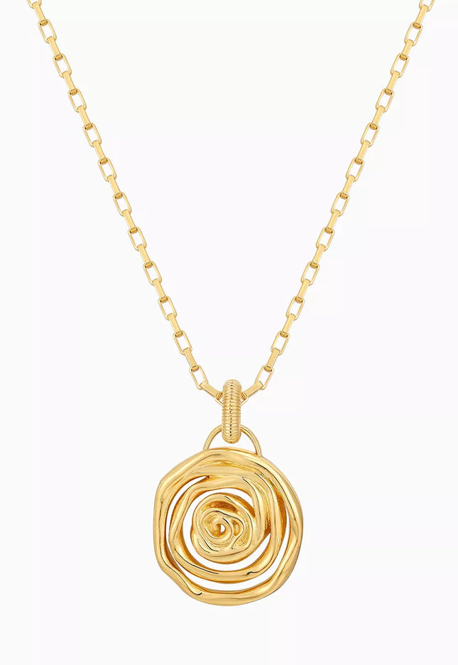 SPIRAL EMBRACE PENDANT NECKLACE In Solid Non-Tarnish Stainless Steel With 18K Gold-Plate