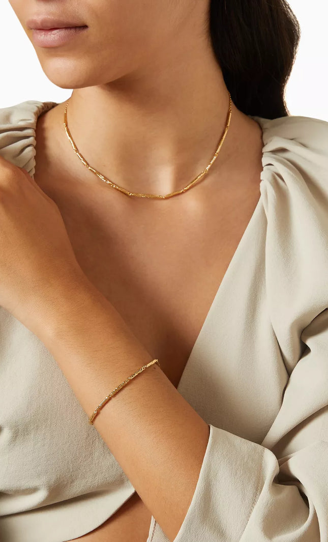 MINIMALIST GOLD BAR CHAIN - NECKLACE In Solid Non-Tarnish Stainless Steel With 18K Gold-Plate