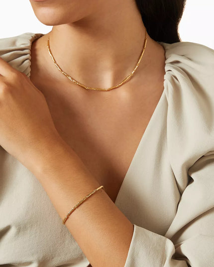 MINIMALIST GOLD BAR CHAIN - NECKLACE In Solid Non-Tarnish Stainless Steel With 18K Gold-Plate