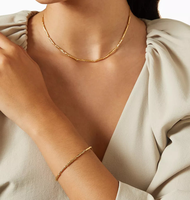 MINIMALIST GOLD BAR CHAIN - NECKLACE In Solid Non-Tarnish Stainless Steel With 18K Gold-Plate