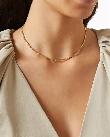 MINIMALIST GOLD BAR CHAIN - NECKLACE In Solid Non-Tarnish Stainless Steel With 18K Gold-Plate