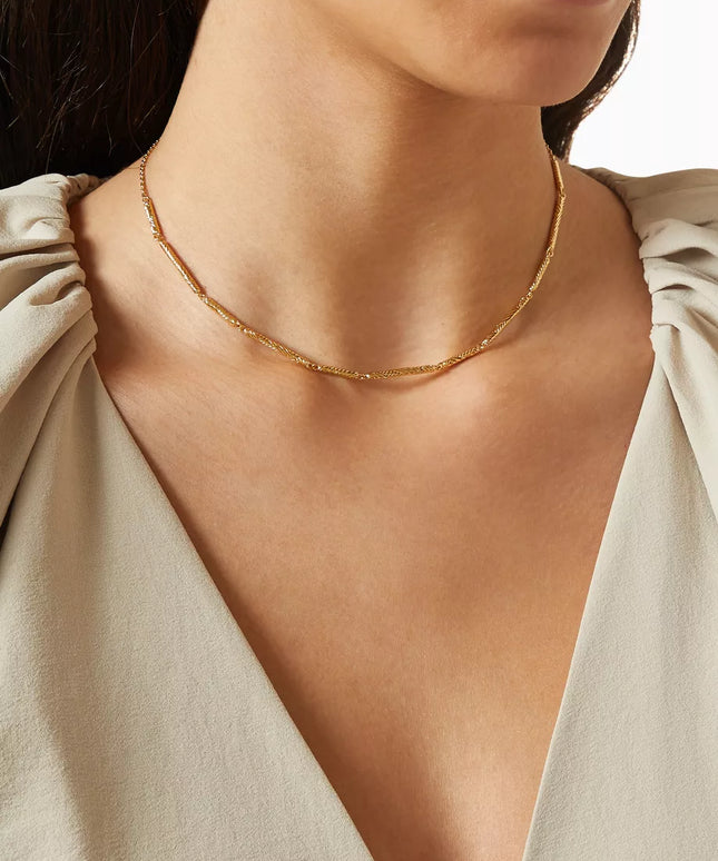 MINIMALIST GOLD BAR CHAIN - NECKLACE In Solid Non-Tarnish Stainless Steel With 18K Gold-Plate