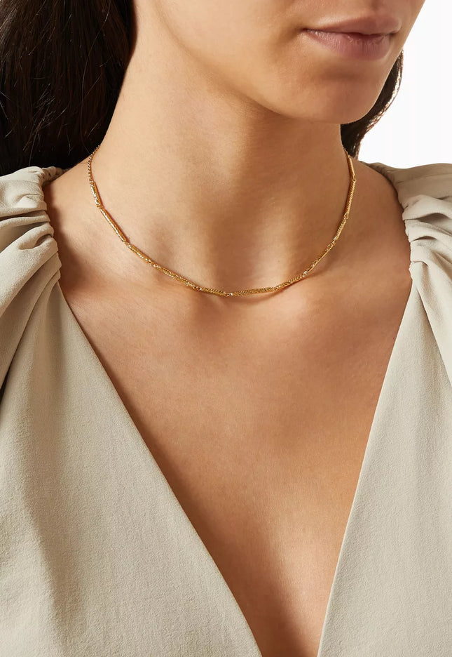 MINIMALIST GOLD BAR CHAIN - NECKLACE In Solid Non-Tarnish Stainless Steel With 18K Gold-Plate
