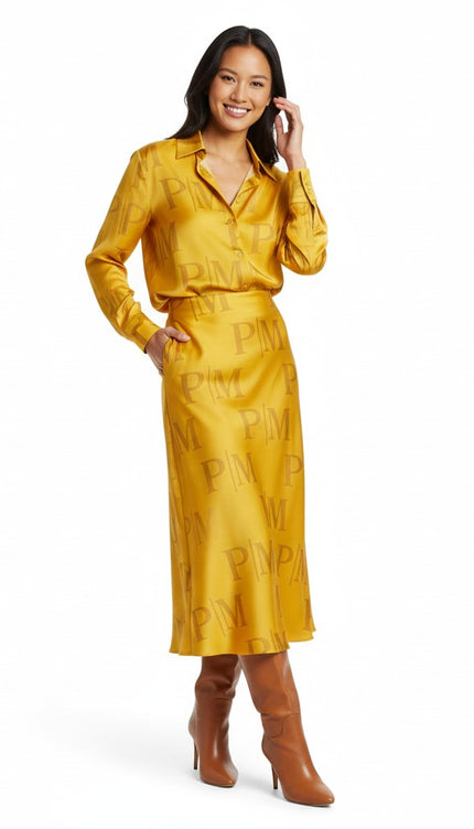 The PM Solar Satin Midi Skirt
