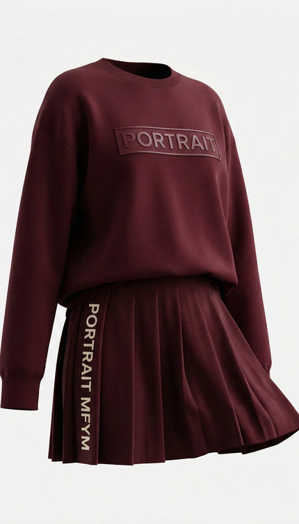 PORTRAIT Embossed Signature Sweatshirt – Burgundy