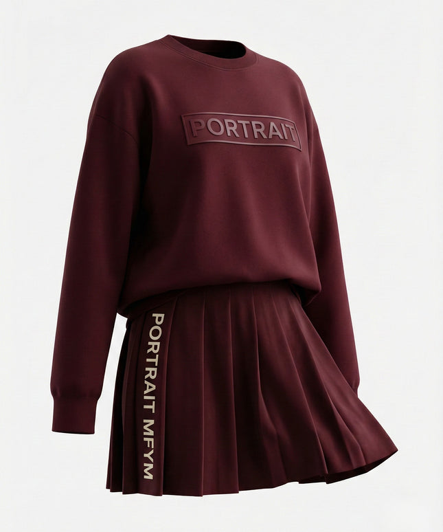 PORTRAIT Embossed Signature Sweatshirt – Burgundy