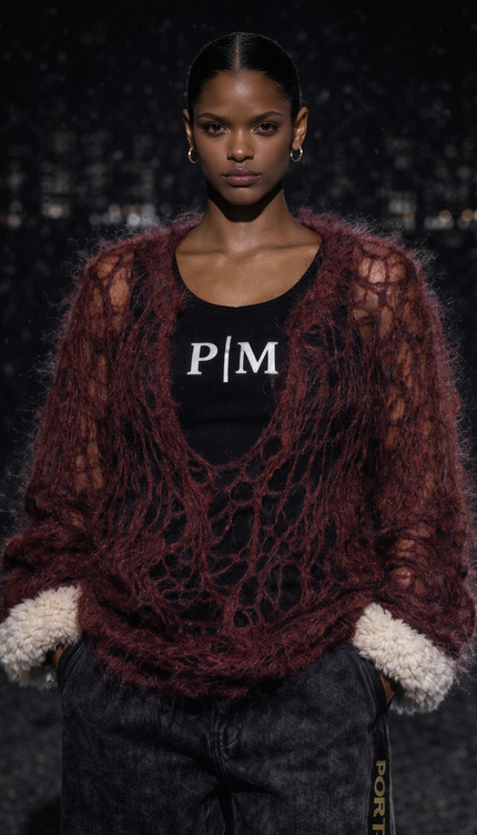 The P|M Cobweb Distressed Mohair Top - Bordeaux Edition