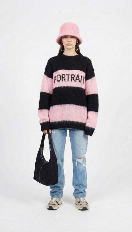 PORTRAIT MOOD — Pink & Noir Mohair Collector Sweater