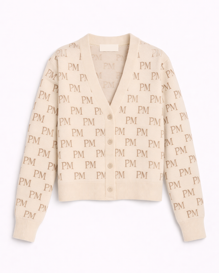 The PM Sandstone Monogram Cardigan