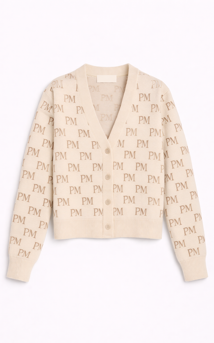 The PM Sandstone Monogram Cardigan