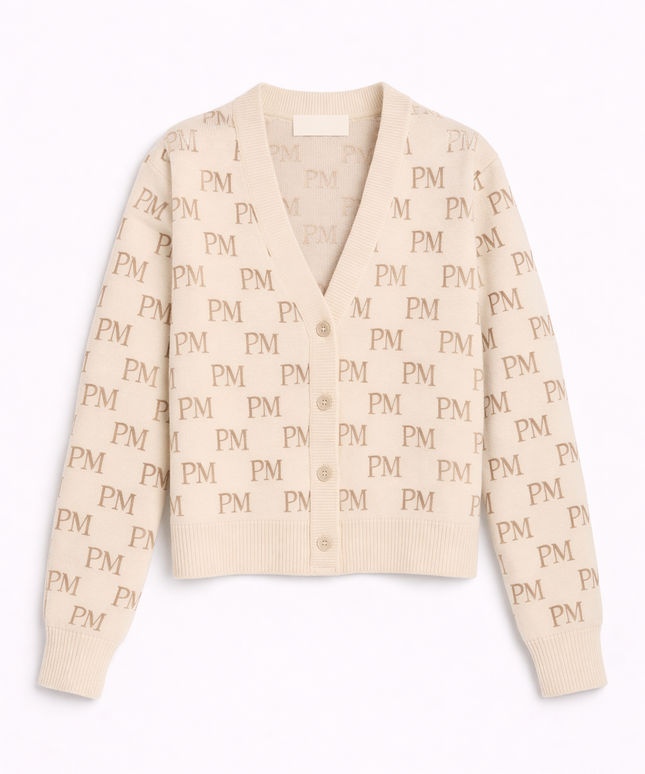The PM Sandstone Monogram Cardigan