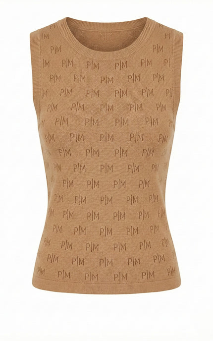 PM Monogram Sleeveless Top – Camel
