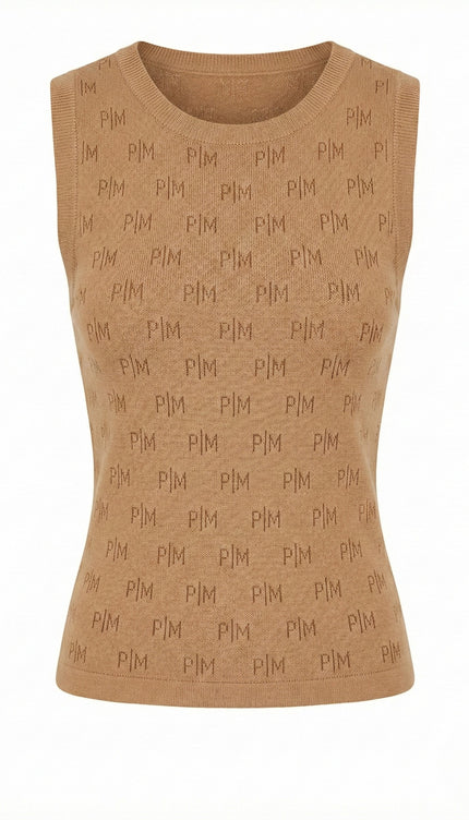 PM Monogram Sleeveless Top – Camel