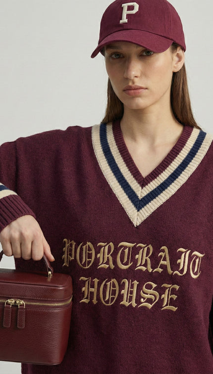 PORTRAIT HOUSE — Varsity V-Neck Sweater