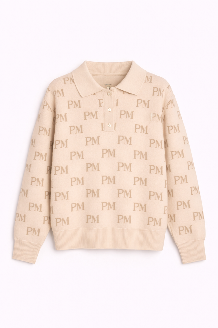 The PM Sandstone Long-Sleeve Knit Polo