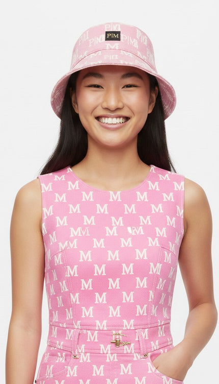 The PM Bubblegum Monogram Bucket Hat
