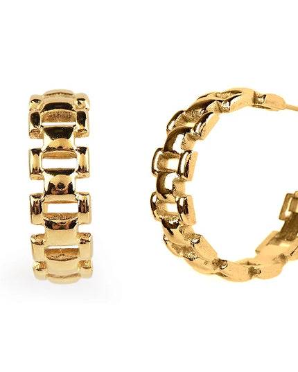CLASSIC FRENCH LUXE HOOPS  In Solid Stainless Steel 18K Gold-Plate