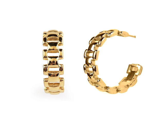 CLASSIC FRENCH LUXE HOOPS  In Solid Stainless Steel 18K Gold-Plate
