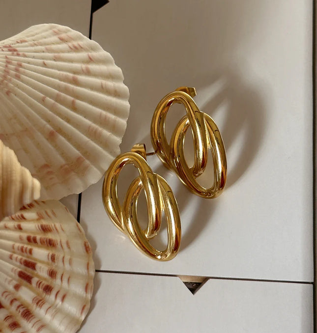 ECHO LINK EARRINGS IN 18K GOLD PLATE In Solid Stainless Steel 18K Gold-Plate