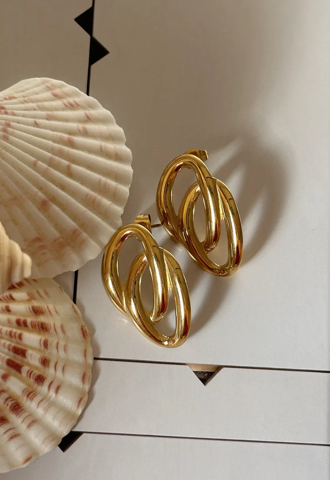 ECHO LINK EARRINGS IN 18K GOLD PLATE In Solid Stainless Steel 18K Gold-Plate